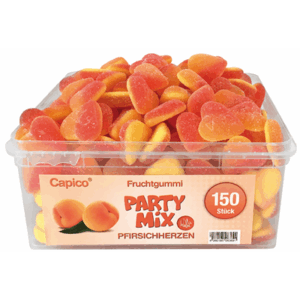 Tise Capico Fruchtgummi Pfirsich Herzen 150 Stück - 1,05 kg Dose