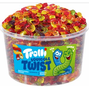 Trolli Stückartikel Squiggles Twist, 150 Stück - 1 kg Dose